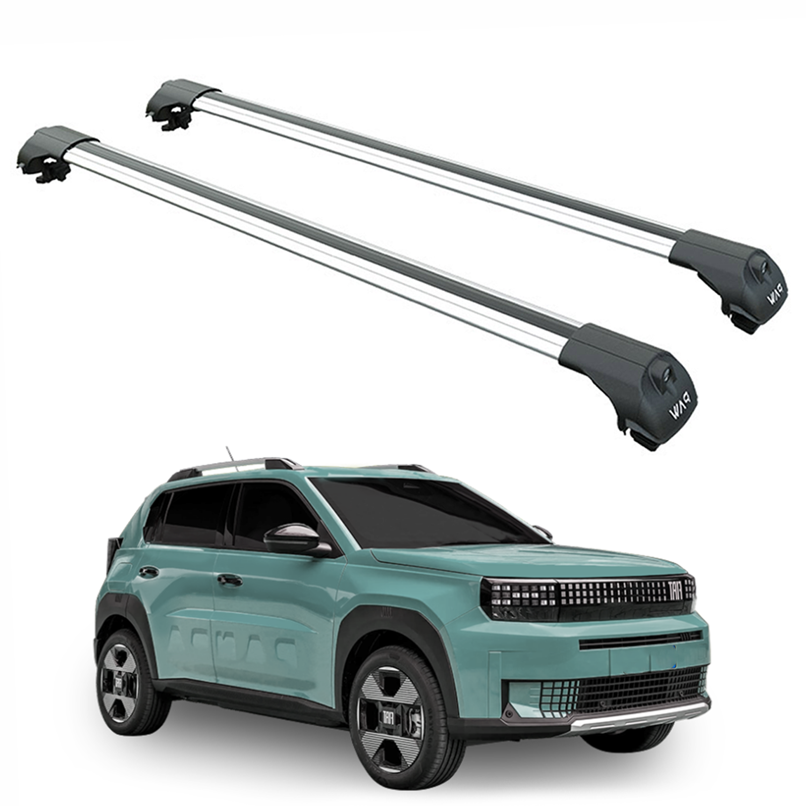 For Fiat Grande Panda Roof Rack Cross Bar Raised Rail Silver For Fiat Grande Panda Roof Rack Cross Bar Raised Rail Silver